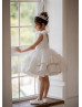 Ivory Satin Tulle Tiered Flower Girl Dress